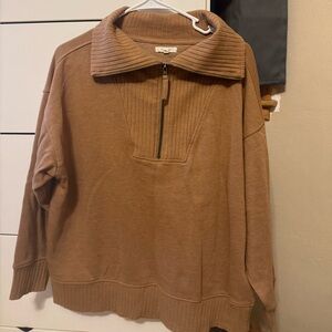Maurices Ribbed Half-Zip Pullover in Camel